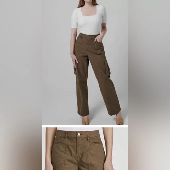 GOOD AMERICAN Cargo Pants Green Military Y2K High Rise Straight Leg Size 10 - Picture 3 of 13